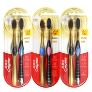 Colgate 360 ​​Arang Berus Gigi Emas 6 Pek Set Keluarga Antibakteria Bulu Lembut Ultra Halus Berus Le