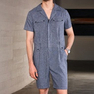 Men Flap Pocket ปุ่มด้านหน้า Romper