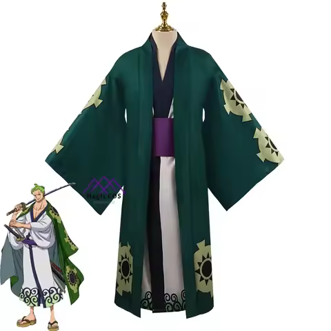 Anime One Role Roronoa Zoro Cosplay Costume Yukata Halloween Zoro Earrings Uniform Scarf Men Women L