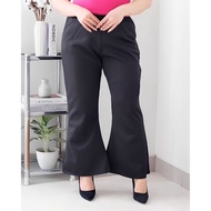 Jumbo Size Cutbray Rib Knit Stretchy BB 90+KG - Women's Fit & Flare Long Pants Plus Size