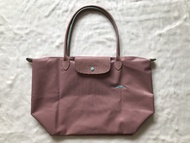 100% Authentic Longchamp Le Pliage Club Shoulder Bags Large Long Handle 70Th Anniversary Embroidery Folding waterproof Nylon Tote Bag Gift bag  Shopping Bag L1899619P13-Cherry