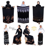 TAYYIP - Kain Sarung Samping Santri Salafi Wanita Sudah Jahit Siap Pakai Tebal Jumbo Hitam Cewek Pon