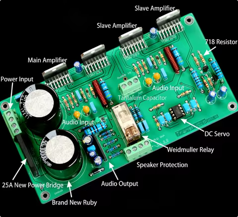 LINN LK140 Circuit, Stereo Pure Power Amplifier Board (with TDA7293), Japanese Rubycon 50V 10000μF M
