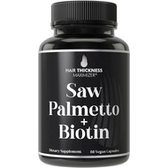 Saw Palmetto + Biotin Advanced 2-in-1 Combo for Hair Growth. Vegan Capsules Supplement with Natural 