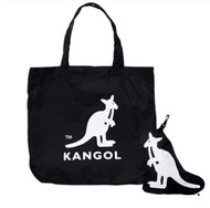 KANGOL-袋鼠造型摺疊收納托特包-黑
