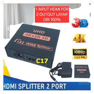 C17 SPLITTER PORT 1 INPUT HDMI FOR IN OUT CCTV VIDEO GAMBAR DVR TV TELEVISI DUAL DOUBEL CABANG