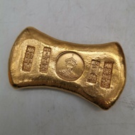 new china antique Collection rotundity Qing Emperor Shunzhi statue golden bar gold bullion ingot Fam