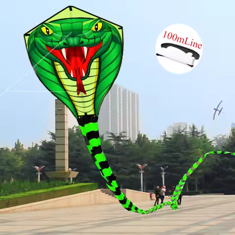 Large 8/15m Snake /Power Cobra Kite Animal Wind Kites Outdoor Fun For Children Adults With Hand Line
