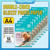 QUAFF Double Sided Photo Paper Glossy A4 Size (120Gsm-300Gsm) 50Sheets High Quality
