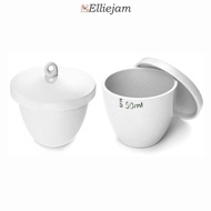 ELLIEJAM Lab Porcelain Crucible, 50ml Capacity With Lid Ceramic Crucible, White Smooth Surface Labor