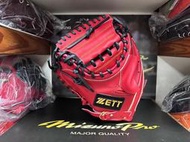 新莊新太陽 ZETT 81系列 BPGT-81202 牛皮 棒壘手套 捕手 反手 左投 紅黑 特2500