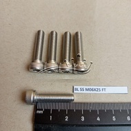 BOLT L M6X25 STAINLESS STEEL SUS 304 LENGTH 2.5 CM 2.5CM STAINLESS STEEL BOLT ANTI-RUST SS M6 X 25 K