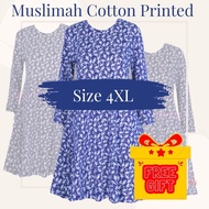 [SofraaExclusive]4XL💋Muslimah Printed Cotton, Muslimah Plus Size, Blouse Muslimah Cotton Floral, Blo