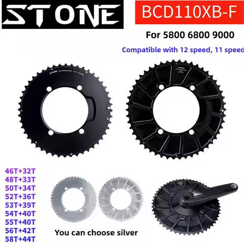 Stone 110bcd Round Double Chainring Aero for Shimano 105 5800 6800 9000 for Rotor 4 Bolt Road Bike 5