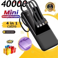 【SG】100% 40000mAh power bank 4 in 1 cable Mini powerbank fast charging With Type c Portable charger
