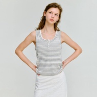 depound Stripe Henley Sleeveless Top | Casual Summer Knit Top