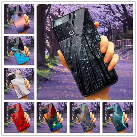 For OnePlus 10 Pro 5G Case 6.7'' Tempered Glass Starry Marble Hard Back Cover for One Plus 10Pro Fun