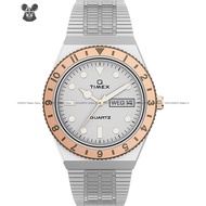 TIMEX TW2U95600 Women's Analog Watch Q Timex 36mm Day Date Quartz SS Bracelet Silver Rose Gold *Orig