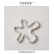 Tlife AnMu เตาปูนเซรามิกทรงเรขาคณิตสำหรับแก้วน้ำ ป้องกันความร้อนและกันรอยสำหรับเครื่องดื่มเย็นๆ ที่บ