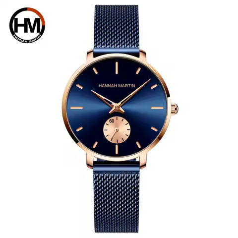 2021New Simple Fashion Ladies Watch Blue Stainless Steel Mesh Belt Small Second Hand RoseGold Case Q