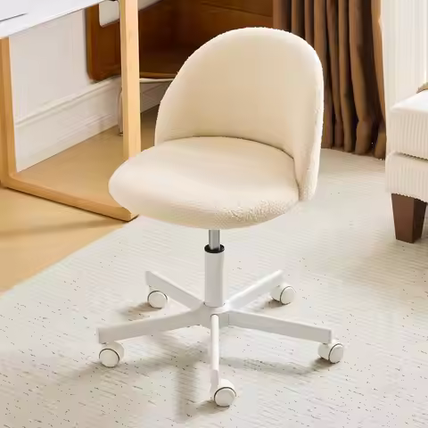 Chair Cute Desk Chair,Comfy Small Office Chair with Wheels,Vanity Chair Lumbar Support, Adjustable R