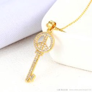 ★鑫飾品★D3165【和平鑰匙 水鑽 金項鍊】鍍24K金(抗過敏 防退色)仿金項鏈 韓國鋯石 新郎/新娘【實拍】