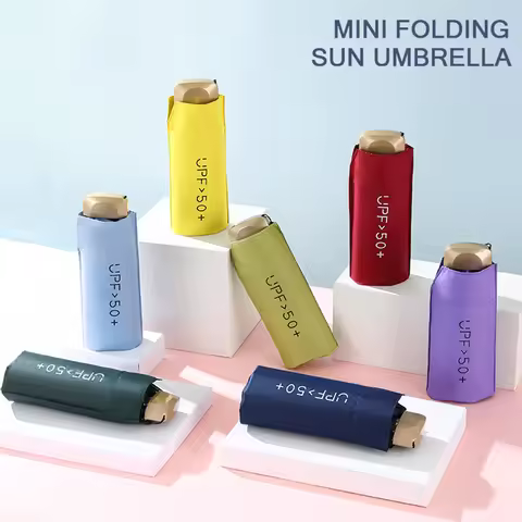 Mini Sunumbrella pocket Umbrella Vinyl folding UV protection sunshade pocket umbrella Capsule umbrel