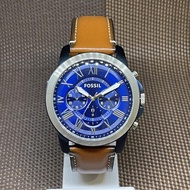 [TimeYourTime] Fossil FS5151 Grant Chronograph Blue Dial Brown Leather Strap Analog Men's Watch