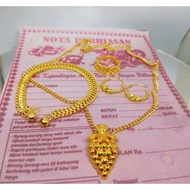 Aksesoris wanita set perhiasan 925 Anti luntur Anti karat 1 set perhiasan wanita gelang kalung cinci