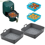 NIUYOIU Air Fryer Liners, 9" Large Size Reusable Baking Tray,  Heat-Resistant with Handle Silicone A