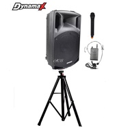 PRO115A STD Dynamax Portable PA System 15" Speaker with Bluetooth / Speaker Stand /1 Hand 1Clip Wireless Mic
