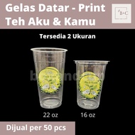 My & You Tea Printing Plastic Cups Clear Flat PP Plastic Cups Size 16 oz & 22 oz - Thickness 5 & 9 g