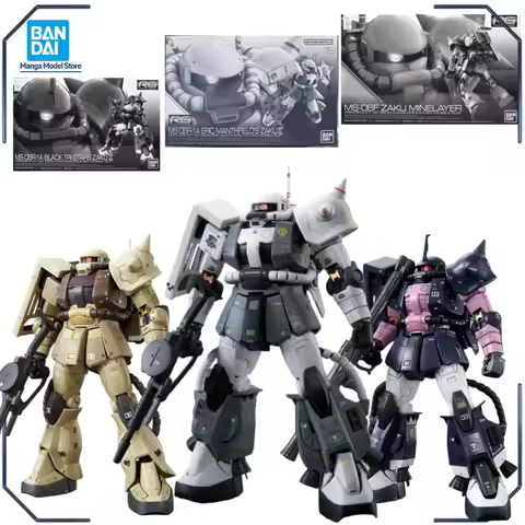 BANDAI RG 1/144 MS-06R-1A Eric Mansfield Zaku II Action Figures MS-06F Zaku Minelayer Black Tri-star