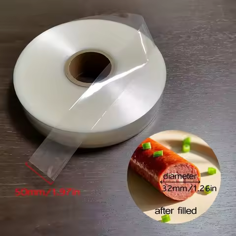 5/10 M Plastic Packaging Sausage Casing Food Grade Plastic Plastic Casings Transparent Color Reusabl