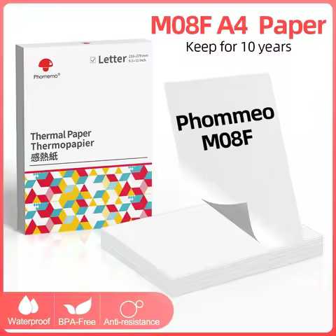 100 sheet Phomemo Official Thermal Paper A4 Thermal Fax Machine Paper Keep for 10 Years Fold Paper f