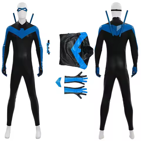 Superhero Nightwing Cosplay Costume Mens Halloween Carnival Party Jumpsuit Christmas Black Suit