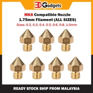 MK8 Compatible Nozzle - 1.75mm Filament (All Sizes) for 3D Printer Creality Ender 3 Ender3 Ender Pro
