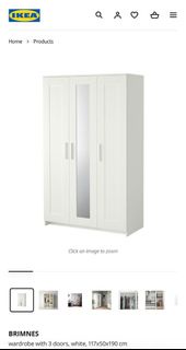 IKEA BRIMNES 三門衣櫃 白色