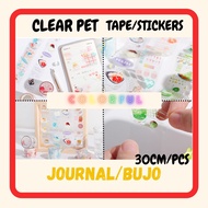 PET Clear Washi Tape Journal Sticker BUJO Sticker 30cm | PET手帐胶带手帐素材手帐随心配 | Pelekat Telus DIY INS Co