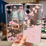 Phone Case For Motorola Moto G35 G55 Case Pretty Flower Letter Transparent Slim Soft Silicone Cover 