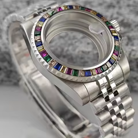 40.5mm Vintage Watch Case Colorful Candy Gem Diamond-Set Bezel For Seiko SUB GMT NH35/34 Automatic M