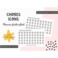 15 Chores mini icons | Minimal style Transparent sticker Planner sheet Housework Icon