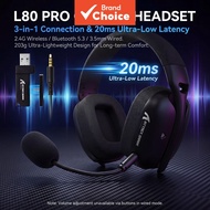 Attack Shark L80PRO Ultra-Light Gaming Headphones 3-Mode 2.4G BT5.3 3.5mm Lightseed Wireless 20ms Lo