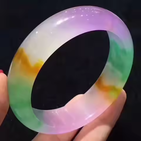 Natural Colorful Bracelet Jade Bangle Women Healing Gemstone Fine Jewelry Myanmar Jadeite Grade A Bu