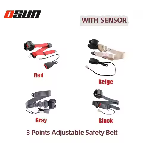 High Quality Universal Car Seat Belt 3 Points With Sensor Adujstable 2.7m Shoulder Black Gray Beige 