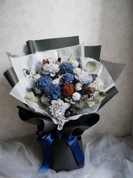 藍黑色乾燥花束【時尚藍調】畢業花束/求婚/生日/畢業季/男老師