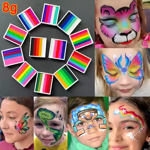 Face & Body Paint Makeup,8g Rainbow Water-Soluble Colorful Face Makeup Painting Palette for Festival