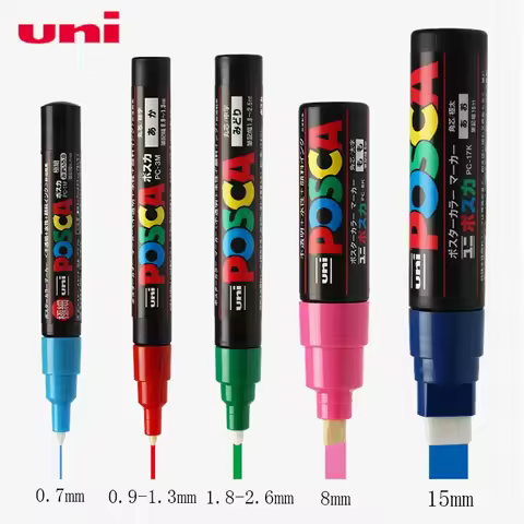 5pcs/set Uni POSCA Water-based Marker Pen PC-1M/3M/5M/8K/17K Pop Poster Advertising Pen Hand-painted