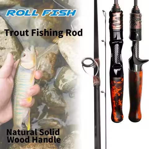 ROLLFISH Ultralight Trout Rod - Carbon Fiber Casting & Spinning Rod with Fuji Guide, Solid Tips and 