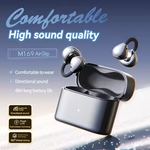 M173 AirClip Open-Ear Bluetooth 6.0 Headphones, 48H Battery Lightweight Earphones, Directional Sound
